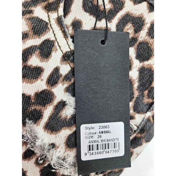 New One Teaspoon Animal Bandits Shorts Womens 26 Leopard Print Distressed - Picture 5 of 6